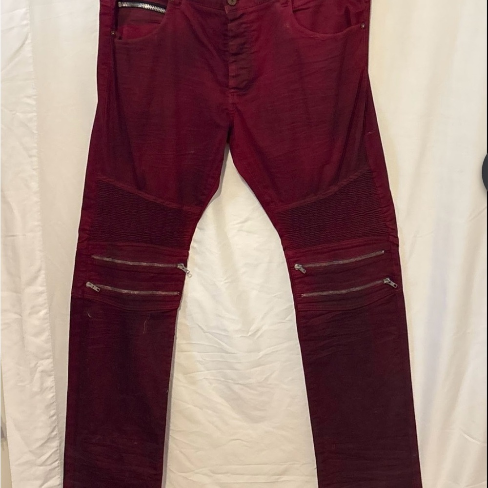 Burgundy Zippered Pants
